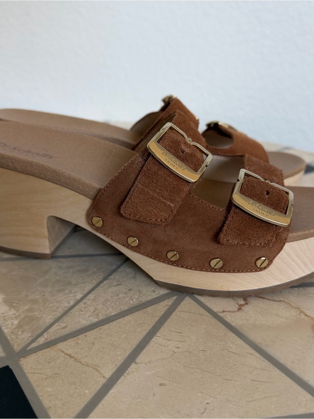 Brown Suede Buckle Platform Sandals - Picture 5 of 7